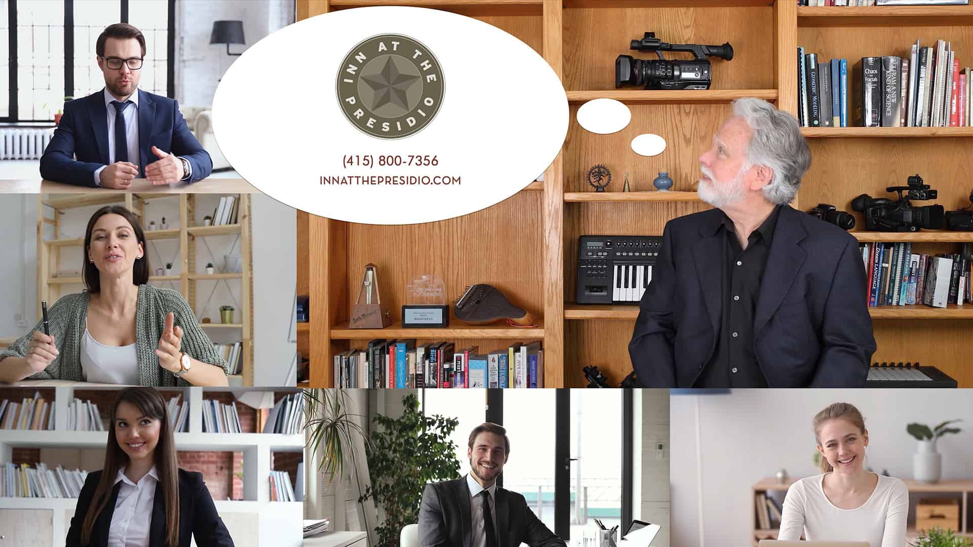 Businessman In Zoom Meeting Thinking About Inn at the Presidio