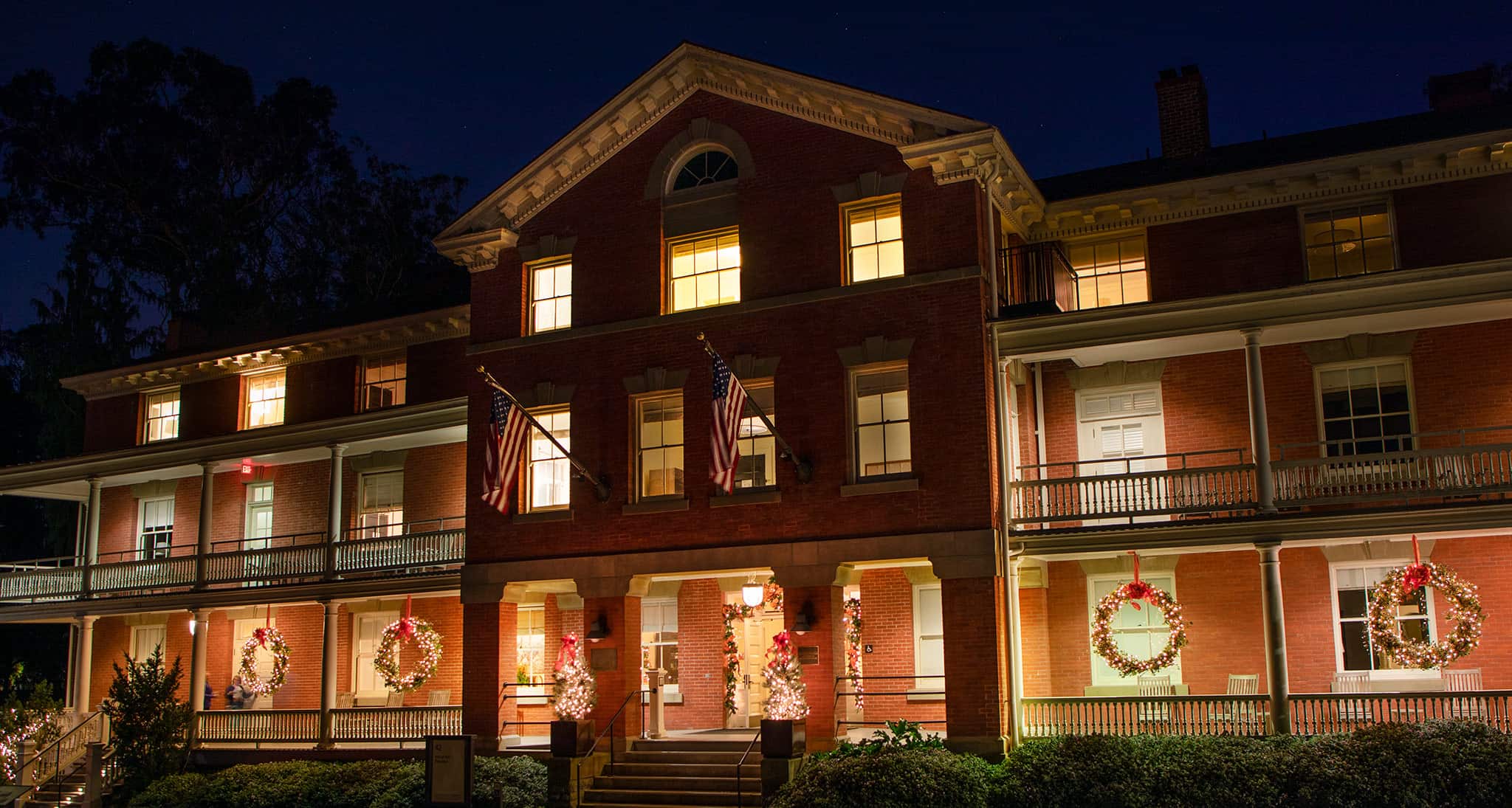 Inn at the Presidio Decorated With Holiday Lights
