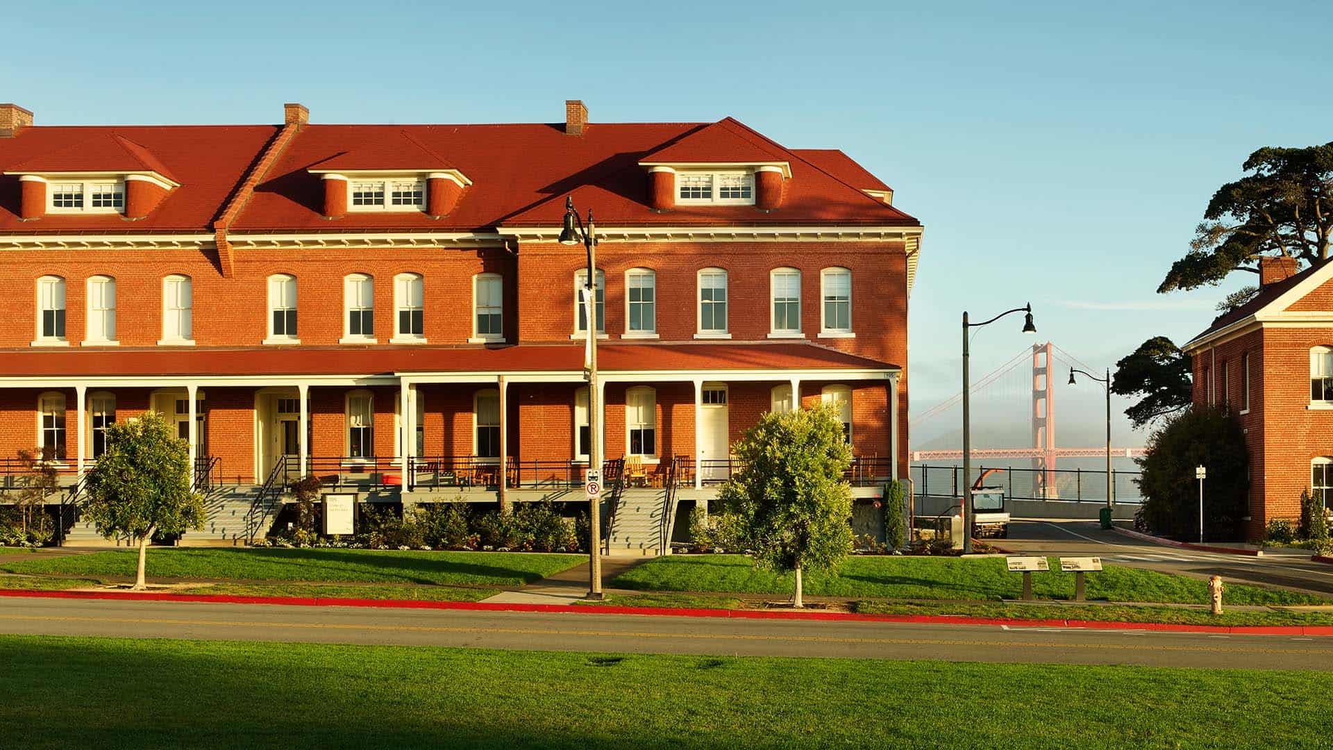 Lodge at the Presidio Front Entrance With Golden Gate Bridge View