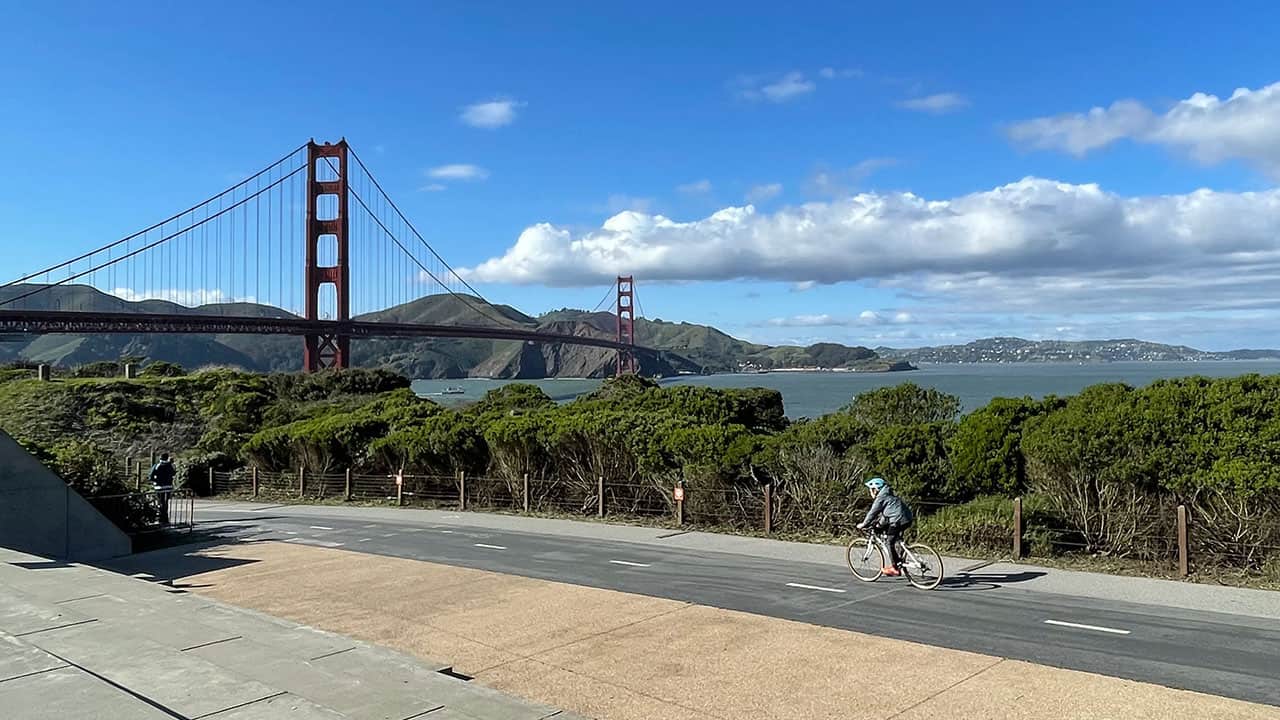 Biking on the Golden Gate Bridge - Presidio of San Francisco, CA