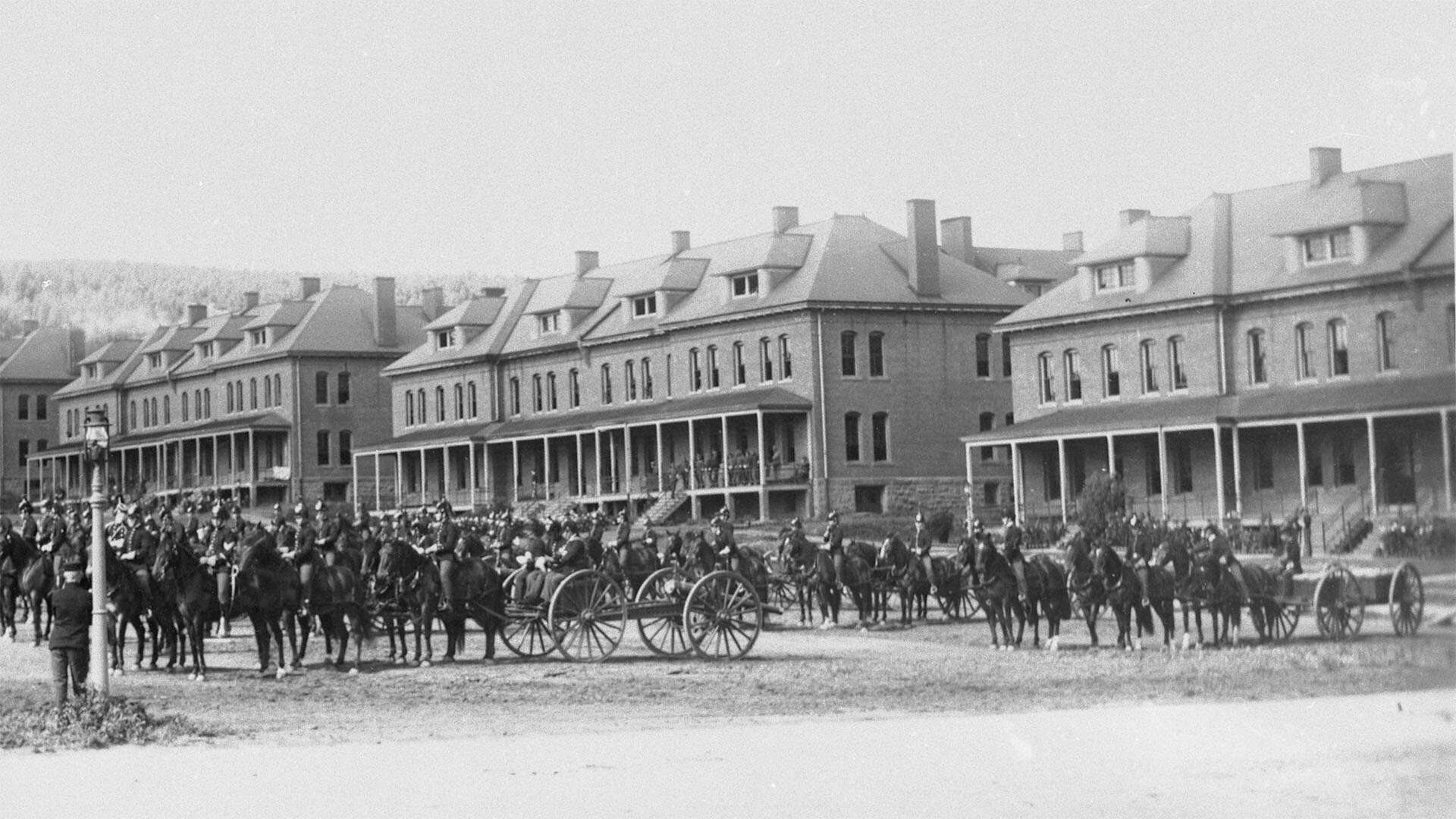 Presidio Military With Horses in Front Of The Montgomery Street Barracks - Golden Gate NRA, Park Archives