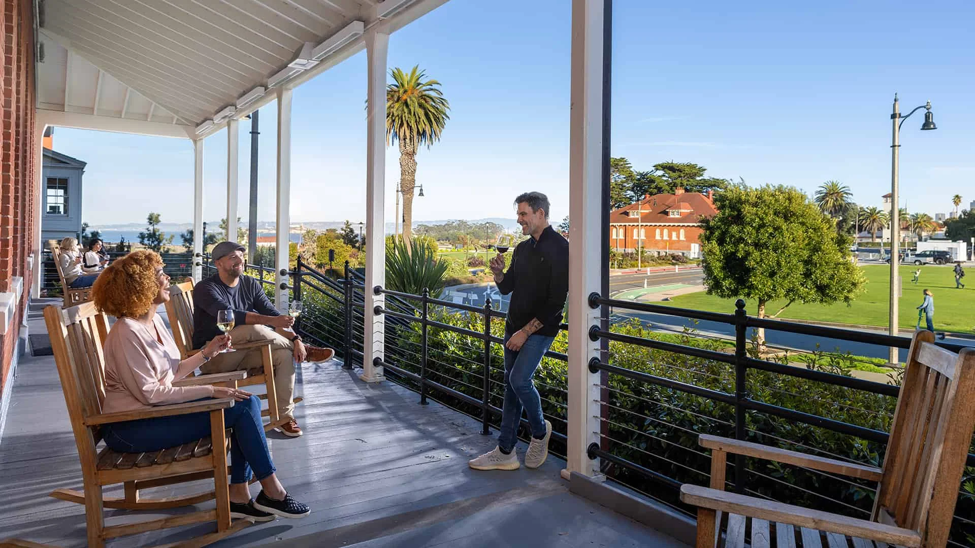 Lodge at the Presidio Front Porch With Guests